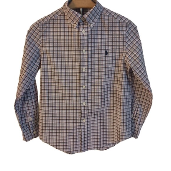 Ralph Lauren Plaid Button-Down Shirt Red White Blue Black Boys Size M 10–12 EUC - Picture 2 of 16